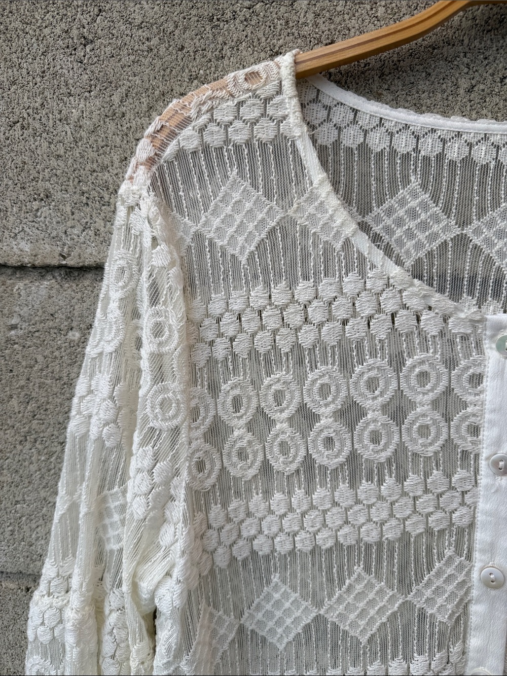 Crochet Lace Long-Sleeve Mini Dress - Sheer - Picture 5 of 7